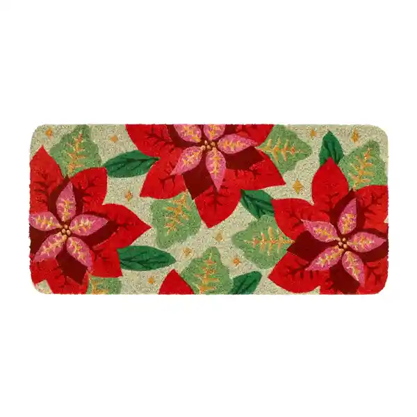 Limpiapiés de Fibra Navideño Flores 68 x 32 cm Casaideas
