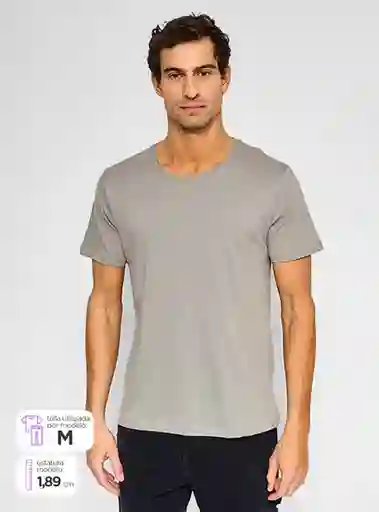 Index Polera Manga Corta Crew Gris Talla M SS24