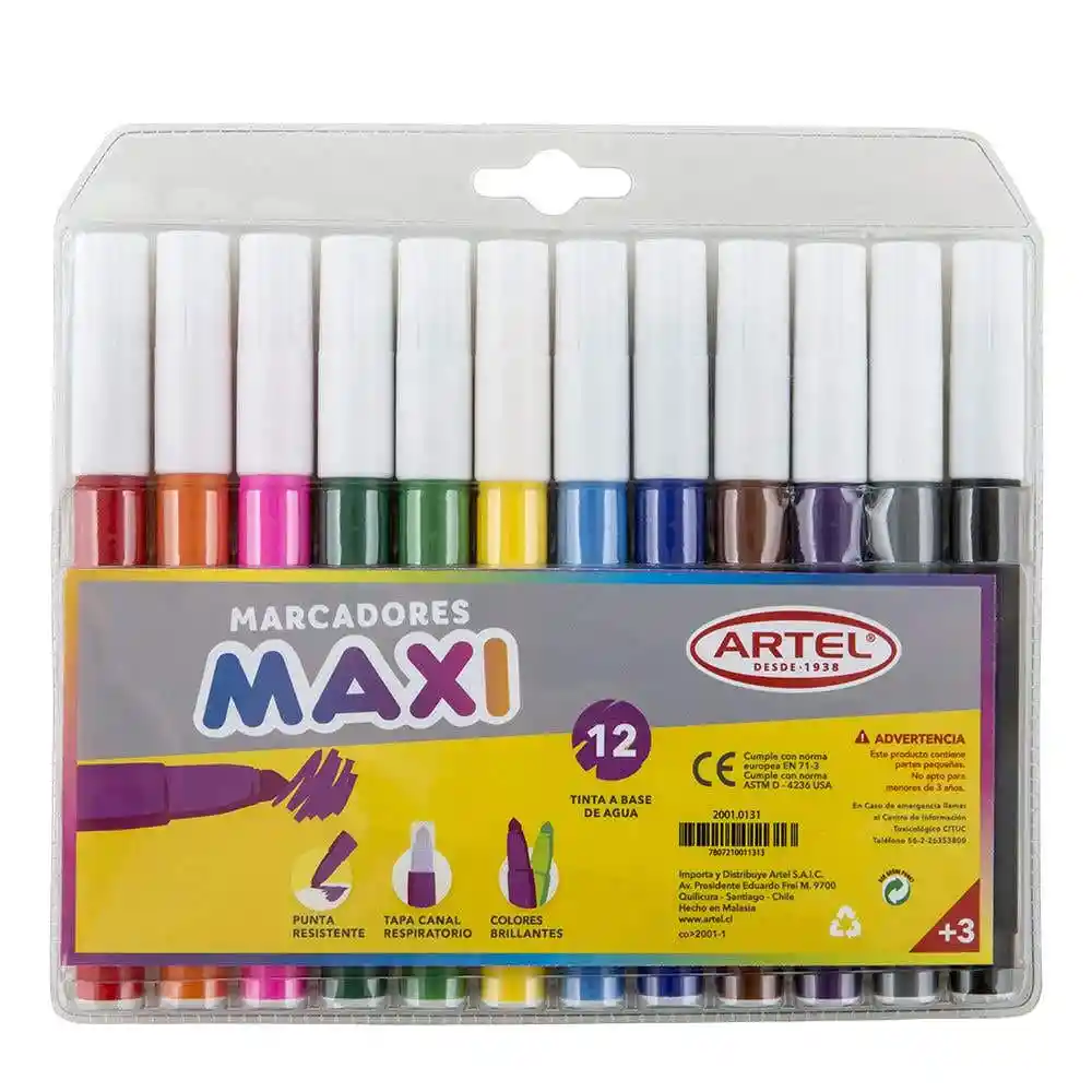 Marcadores Maxi 12 Colores Artel