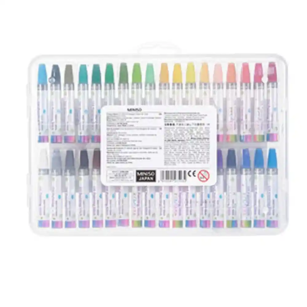 Miniso Paquete De Crayones Al Óleo Con Estuche, 36 Colores