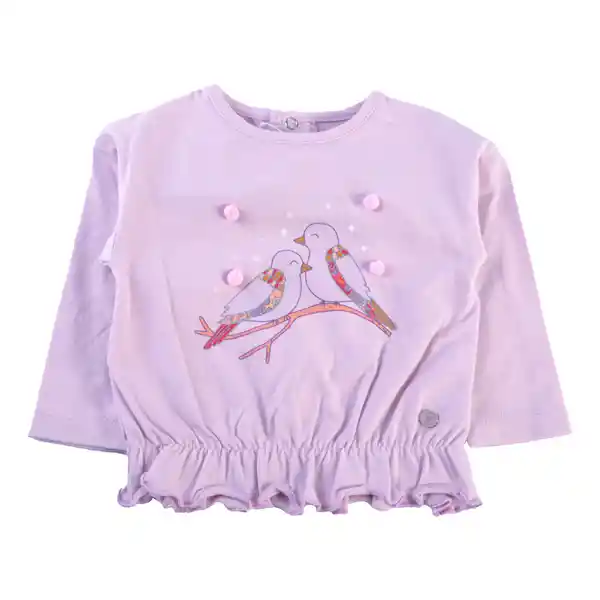 Polera Manga Larga Bebé Niña Rosado Talla 24 M Pillin