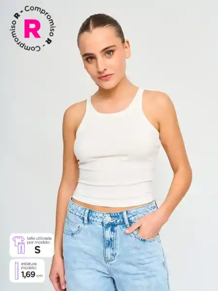 Index Polera Sin Mangas Rib Color CrudoL S25