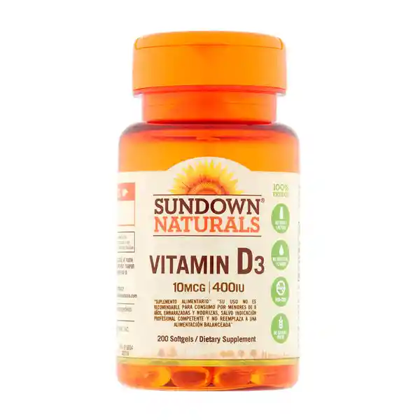 Sundown Naturals Vitamina D3 (100 mcg/400 IU) Cápsulas Blandas