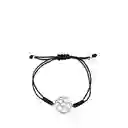 Tous Pulsera Silueta de Plata y Cordón Negro