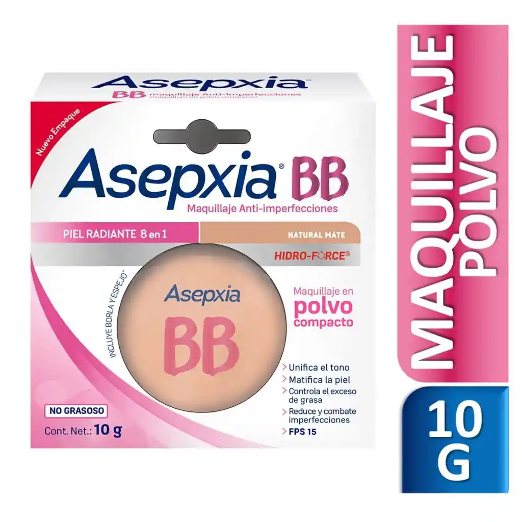 Asepxia Bb Maquillaje Polvo Fps 15 Natural Mate