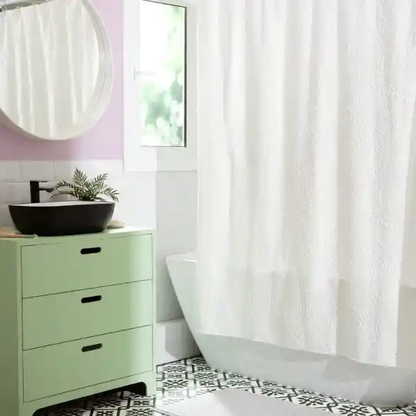 Cortina de Baño Texturizada Blanco 180 x 180 cm Casaideas