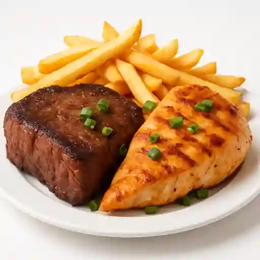 Mixto Carne y Pollo con Papas Fritos