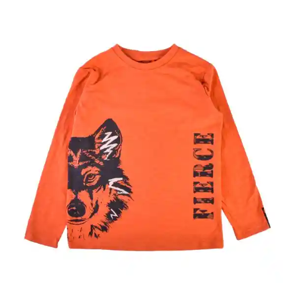 Polera Manga Larga Niño Naranja 2 Pillin