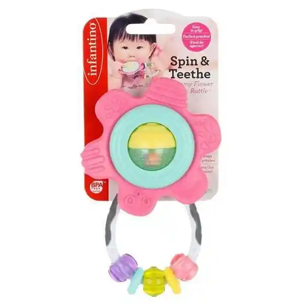 Infantino Juguete Sparkle Spin & Teethe Gummy Flower Rattle 216
