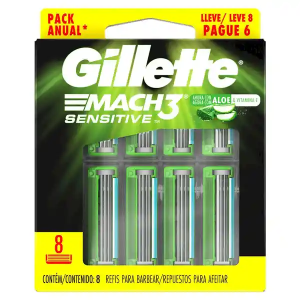 Gillette Repuestos de Afeitar Mach3 Sensitive