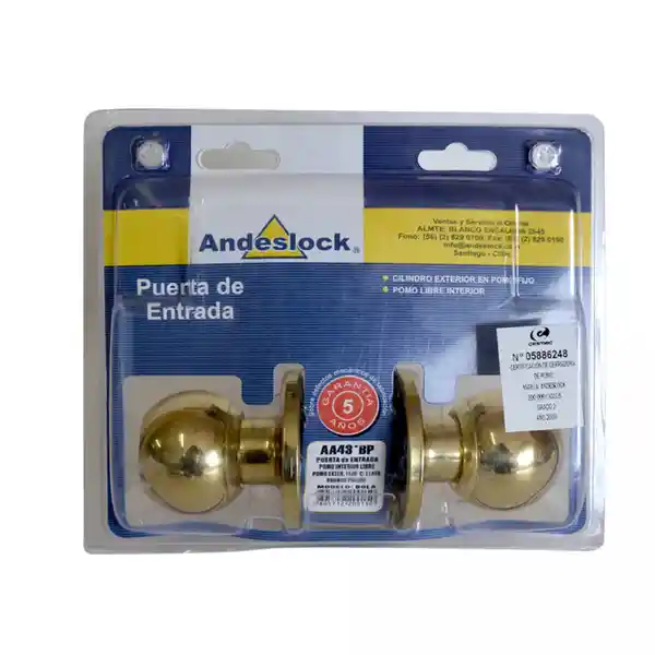 Andeslock Cerradura Bola Entrada Bronce Aa43-Bp