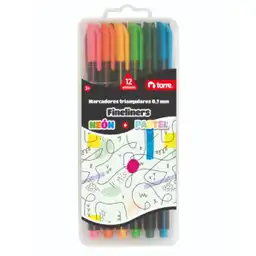 Fineliner Set Marcador Triangular Colores Pasteles/Neon