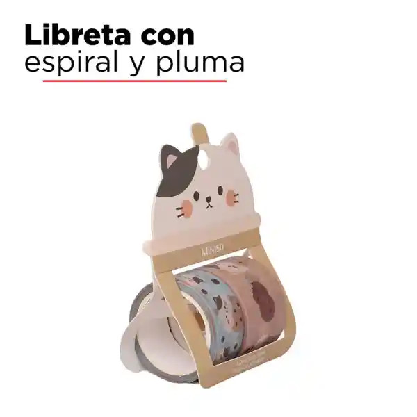 Miniso Cinta Adhesiva Gato Papel Washi