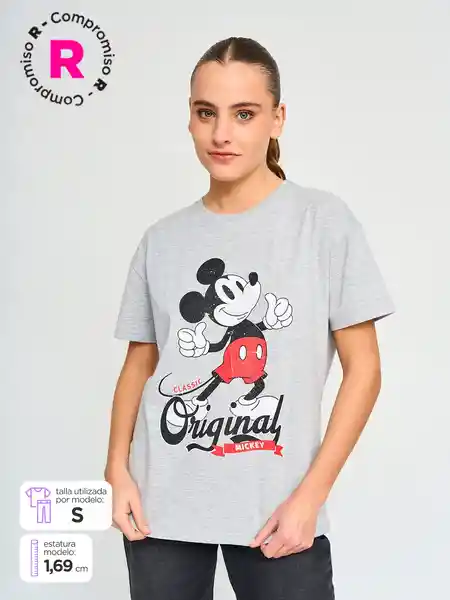 Disney Polera Manga Corta Dmdisney3 Gris Melangue XL S25