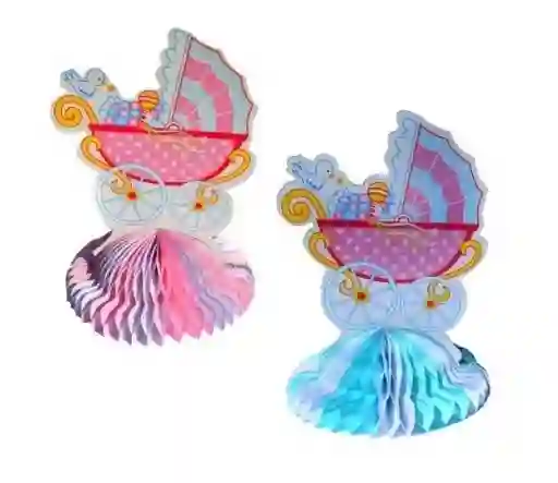 Centro de Mesa Coche Baby Shower Niño y Niña