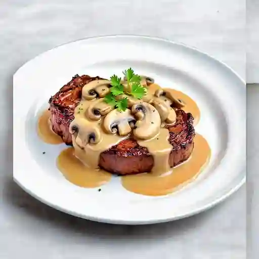Filete con salsa de champiñones