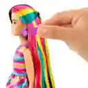 Barbie Muñeca Totally Hair Vestido de Rayas de Colores