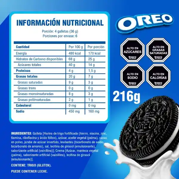 Oreo Galleta Tipo Sándwich con Crema de Vainilla