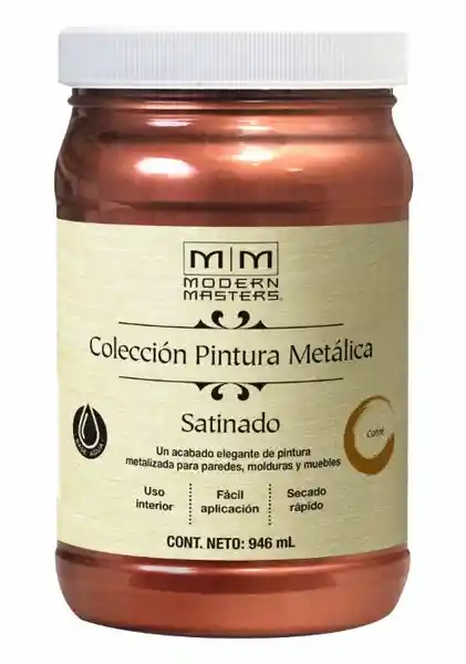 Modern Masters Pintura Base Agua Metálica Satinada Cobre