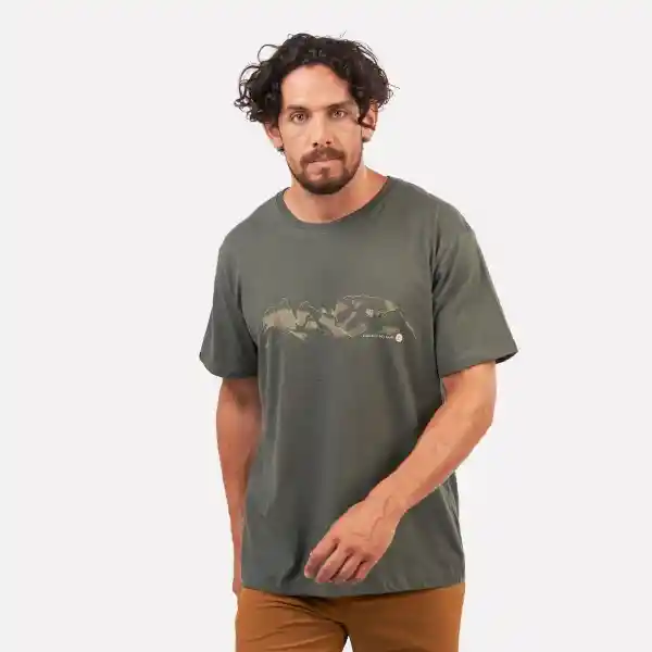 Polera Manga Corta Hombre S Cuernos Del Paine Verde Atakama Outdoor