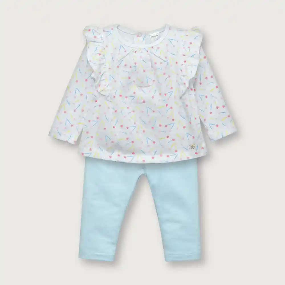 Conjunto Calzón + Polera De Niña Celeste Talla 3m