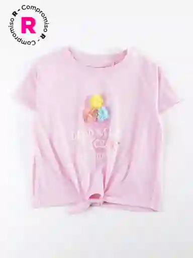 Harvest Polera Manga Corta Petalos Rosado 4 V26