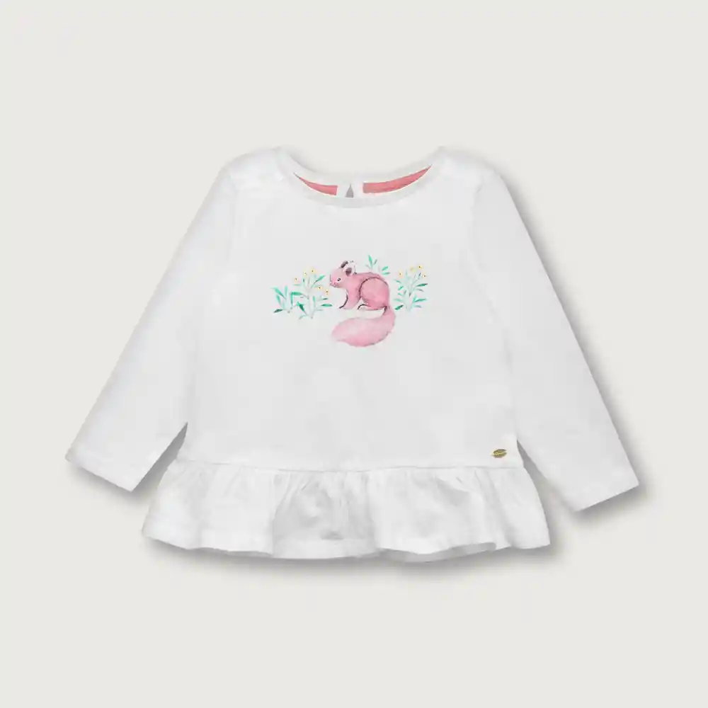 Polera Con Vuelo Tipo Falda Niña Blanco Talla 18 Meses