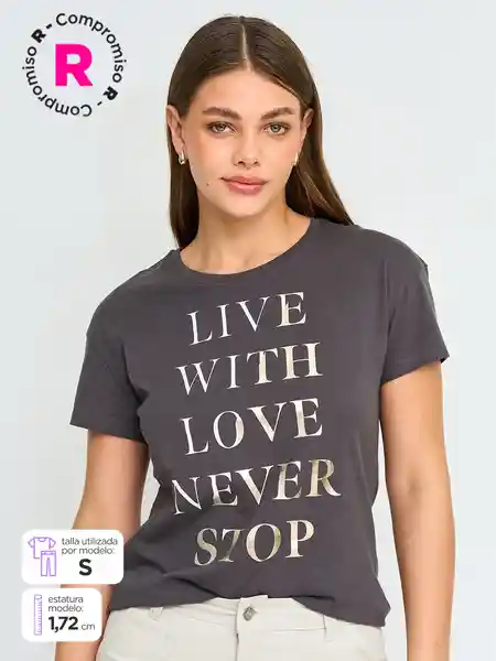 Index Polera Manga Corta Party H e Ess Gris Oscuro S S25