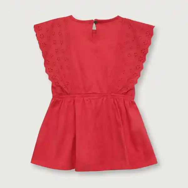 Vestido Detalle Broderie de Niña Rojo Talla 4A Opaline