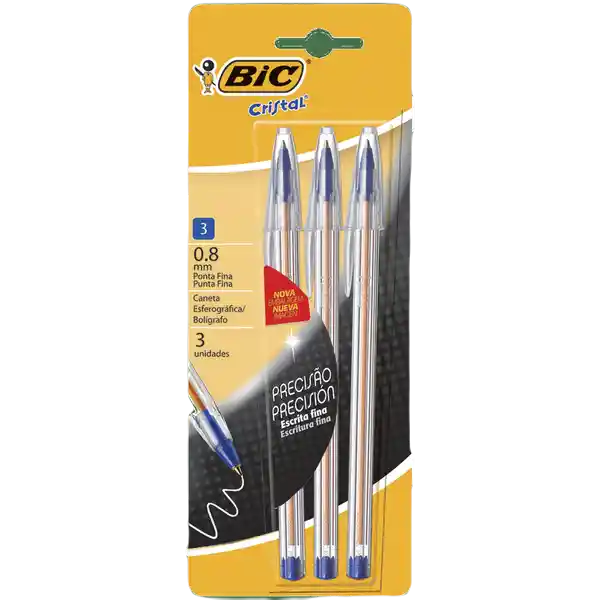 Bic Bolígrafo Cristal Punta Fina Azul