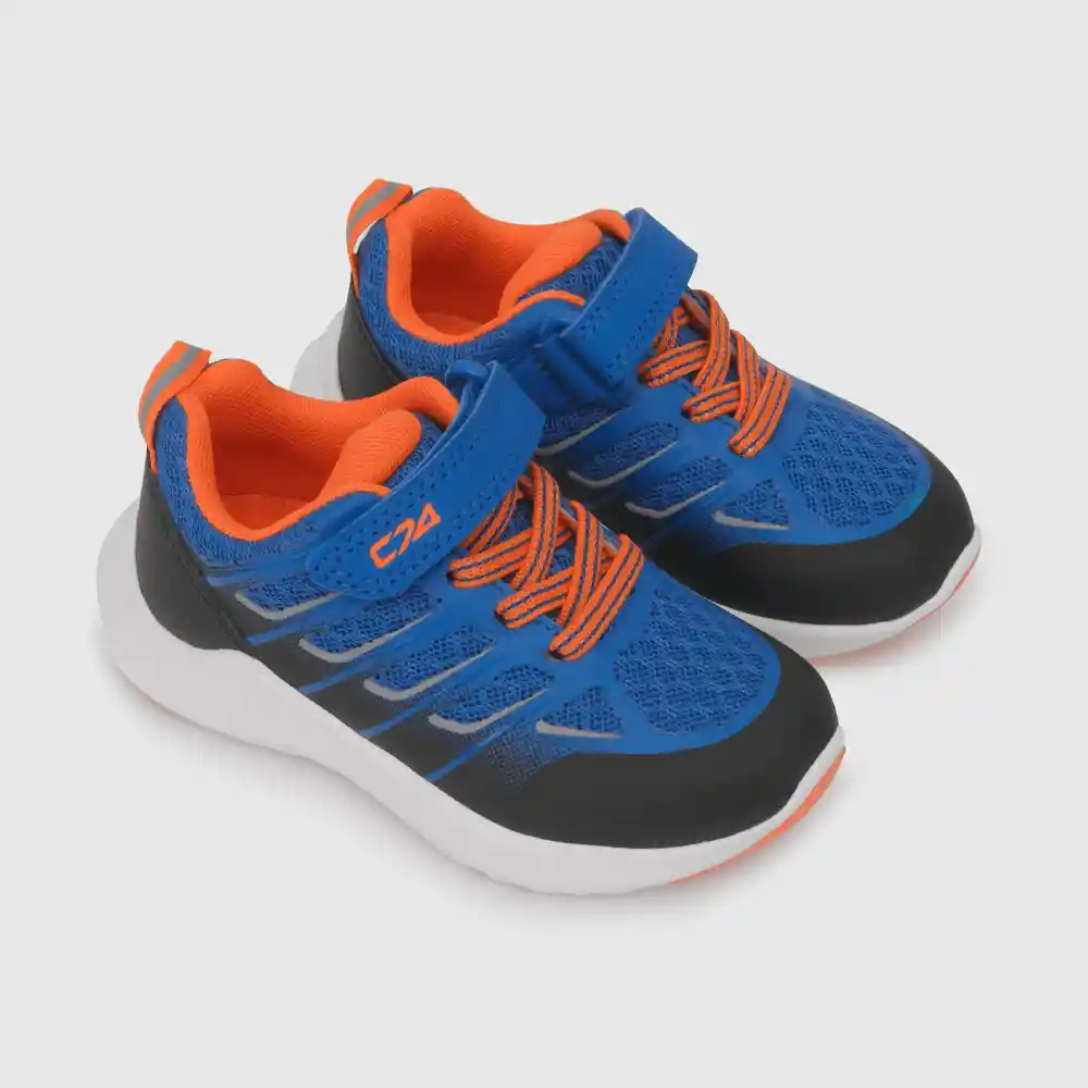 Zapatillas Deportivas Para Niño Azul Y Naranja Talla 25