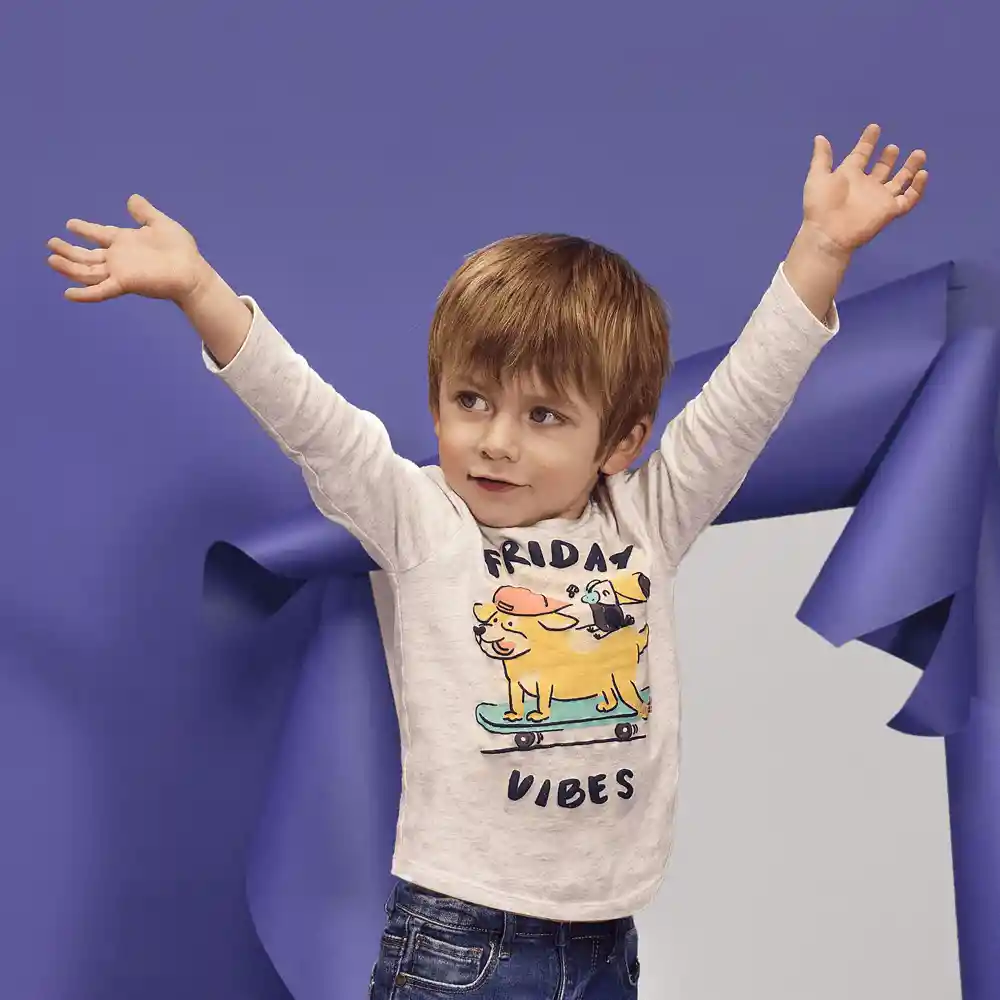 Polera De Bebé Mascotas Niño Gris Talla 9/12m