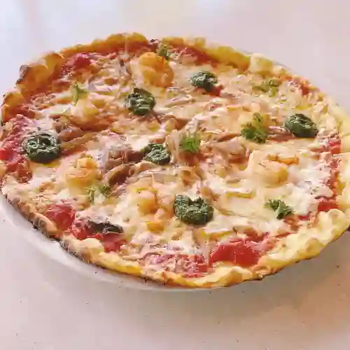 Pizza Pesto y Camarones