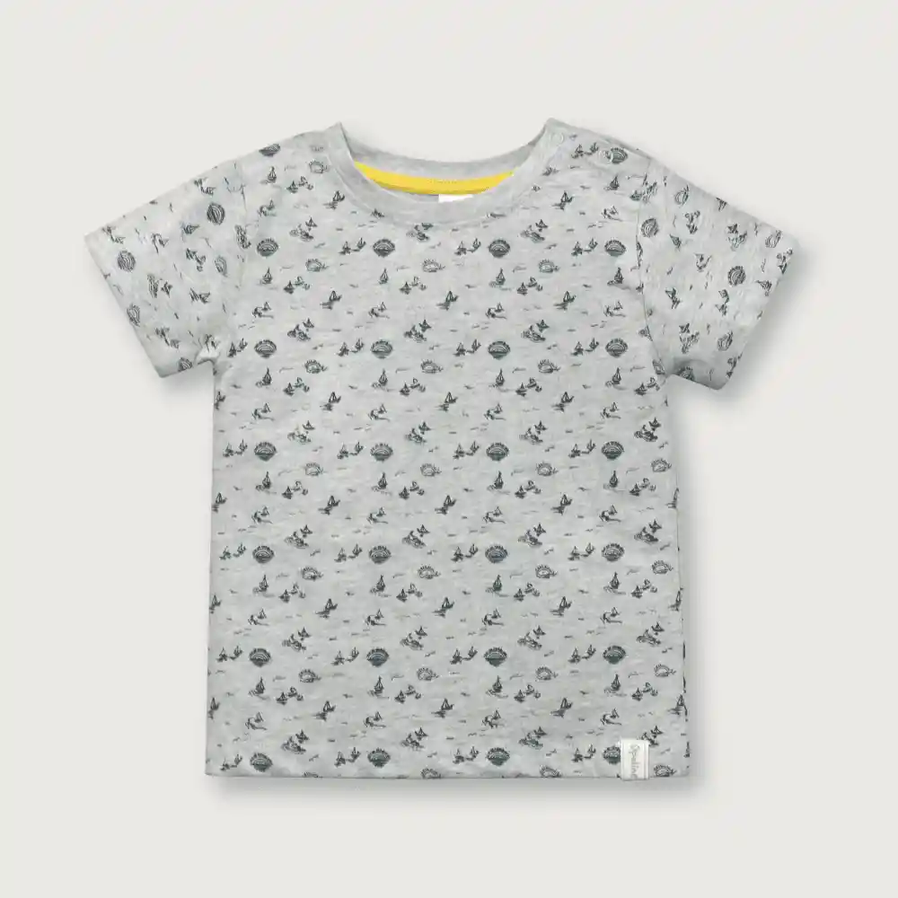 Polera Manga Corta De Niño Gris Talla 3a