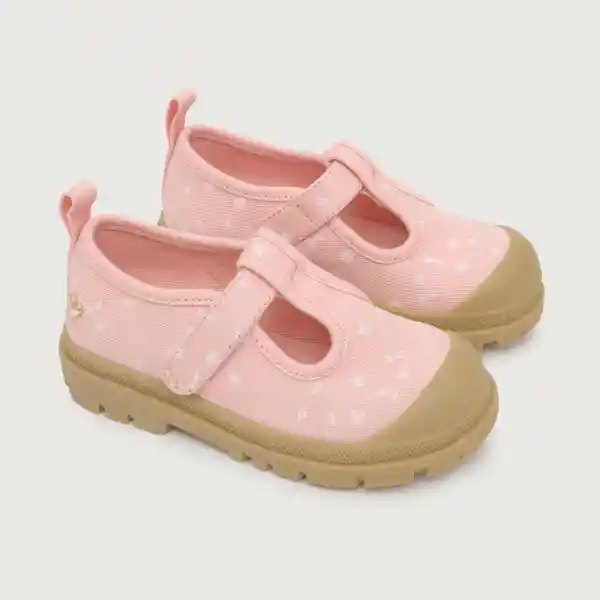 Zapatos Reina Lona Velcro Niña Rosado Talla 22 Opaline