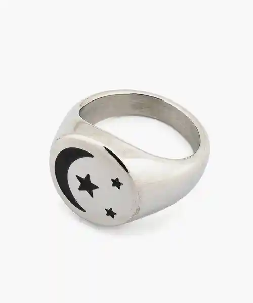 Anillo Acero Inoxidable Luna y Estrellas Plateado 7 Lounge