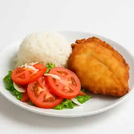 Reineta Frita con Ensalada de Tomate