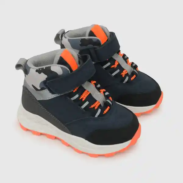 Botines Para Niño Velcro Elástico Hibrido Azul Talla 26 Colloky