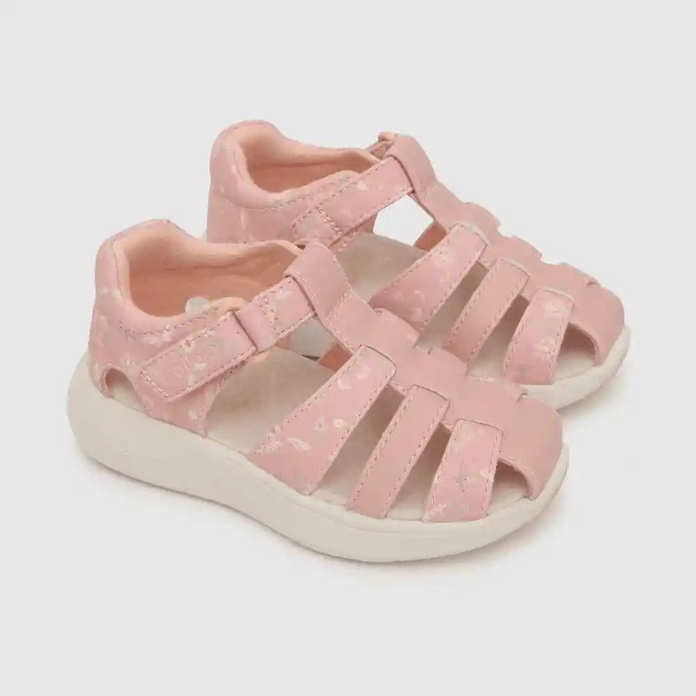 Sandalias Velcro Estampada Rosado Talla 26
