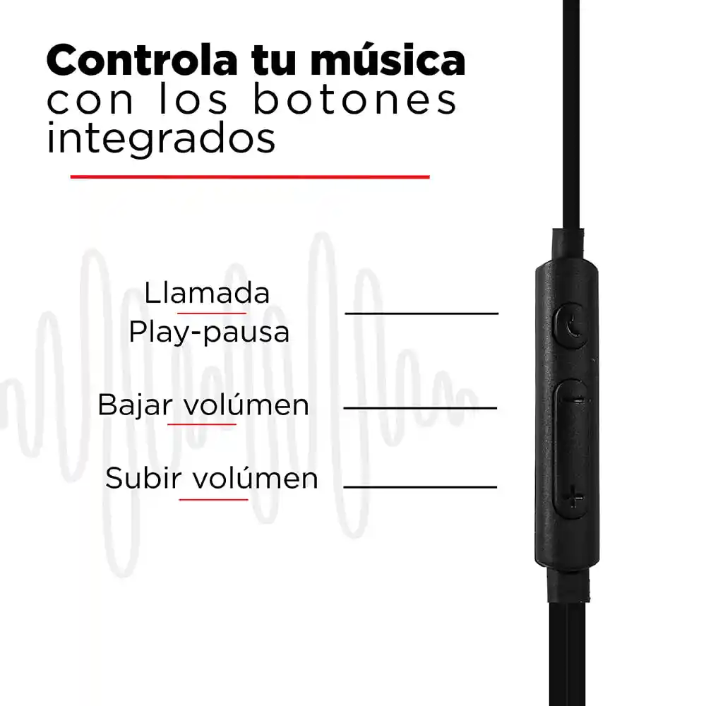 Miniso Audifonos De Cable De Moda E156 Negro 1.2m