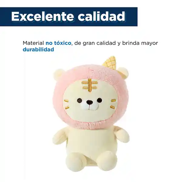 Peluche de Tigre Sentado Rosa y Blanco Miniso