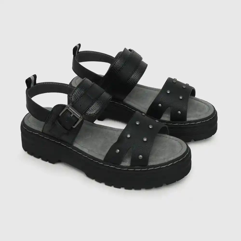 Sandalias Hebilla Y Velcro Ajustable Niña Negro Talla 29