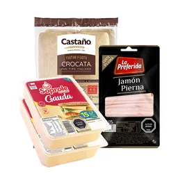 Combo Castano Pan Tipo Italiano Crocata la Preferida Jamon de Pi