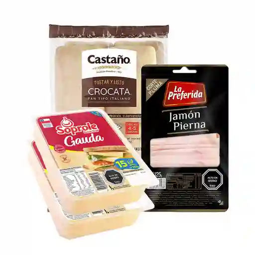 Combo Castano Pan Tipo Italiano Crocata la Preferida Jamon de Pi