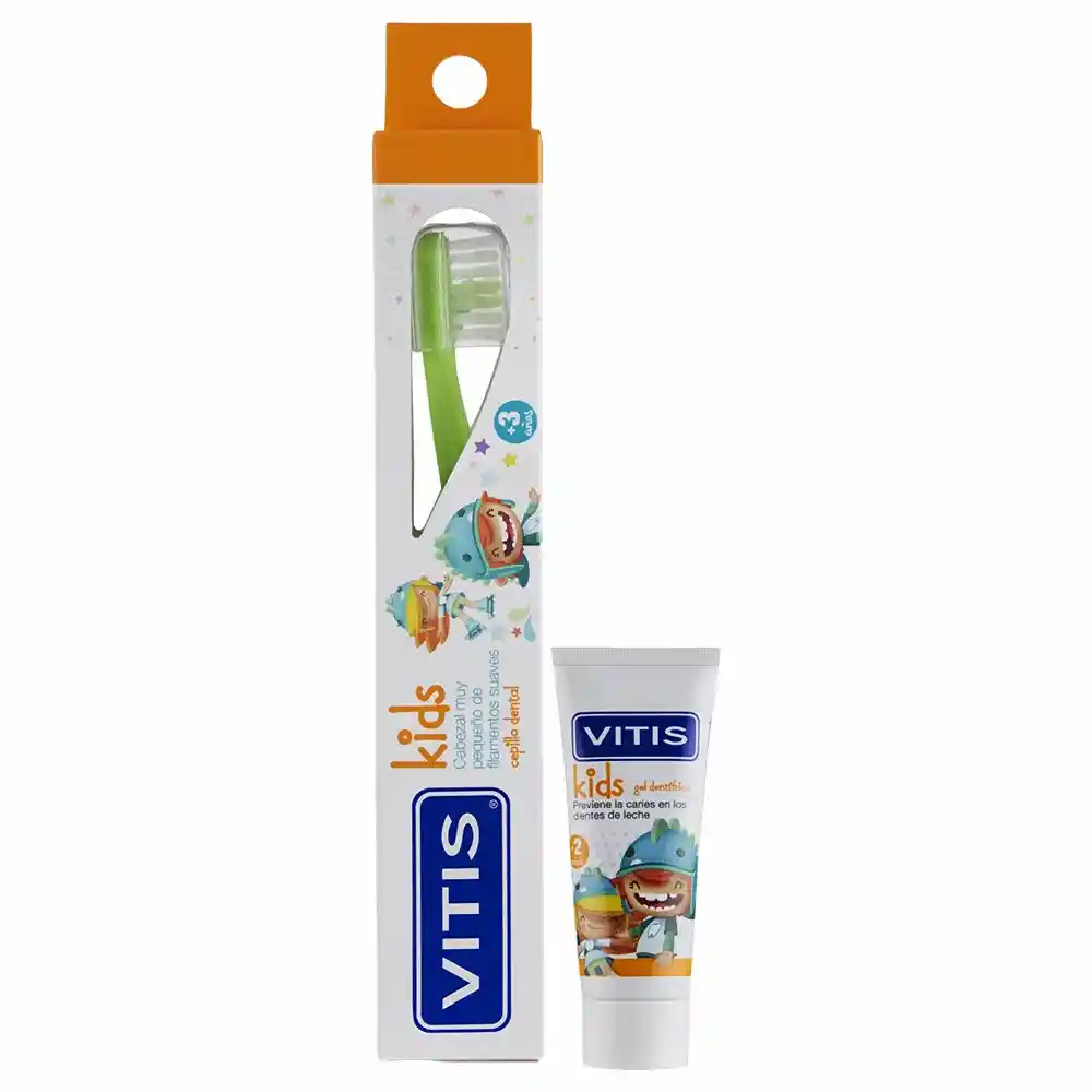 Vitis Kids Cepillo Dental y Mini Pasta Dental +3 Años