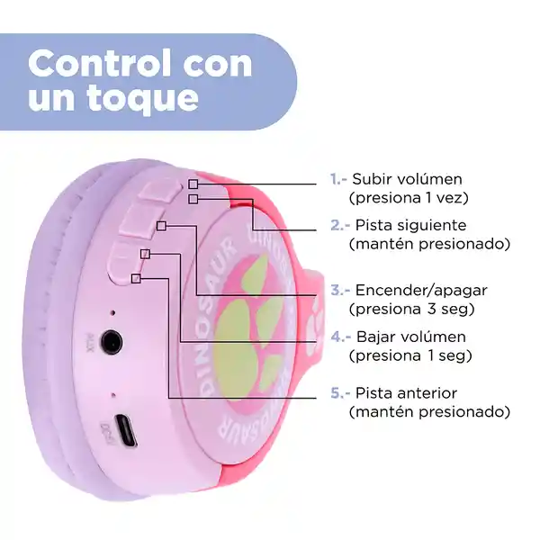 Audífonos de Diadema Rosa y Lila Miniso