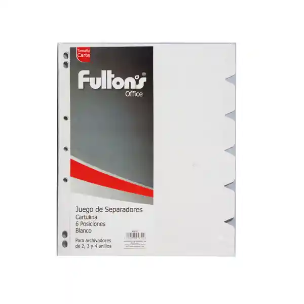 Fultons Separador Carta 6 Divisiones Blanco