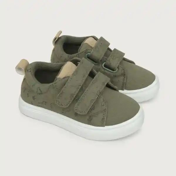 Zapatillas Velcro Doble Niño Militar Talla 20 Opaline