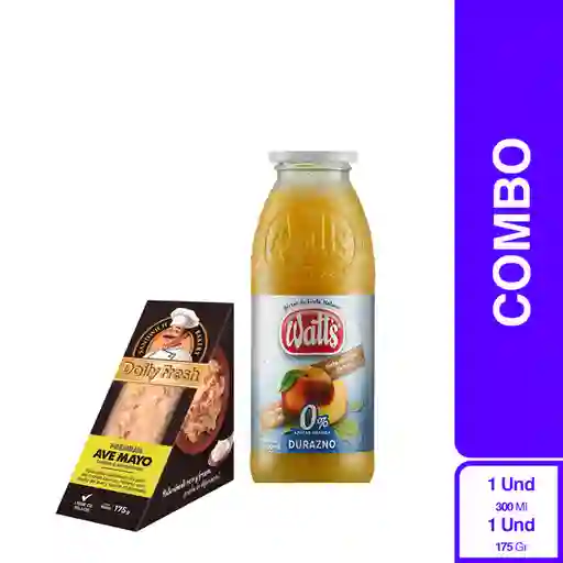 Combo Daily Fresh Sándwich Ave Mayo + Néctar Watts Durazno 0%