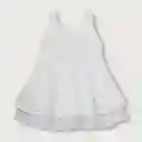 Vestido Escote V Espalda Y Botones Niña Blanco Talla 2a